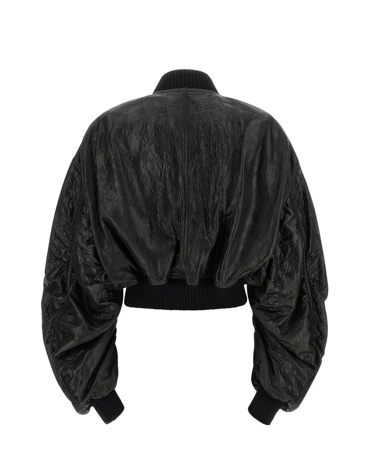 Rick Owens Bomber Jacket in black, Lamb Leather — view 2