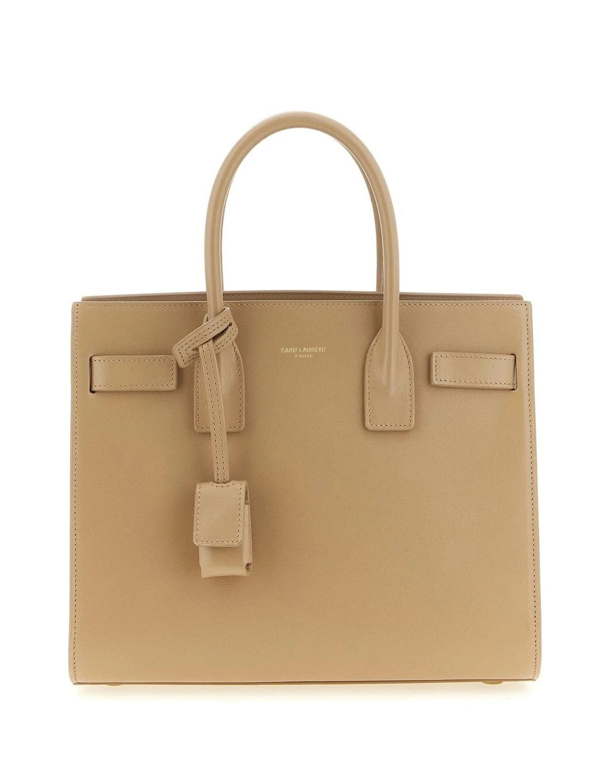 Saint Laurent Satchel Bag in beige, Calfskin Leather