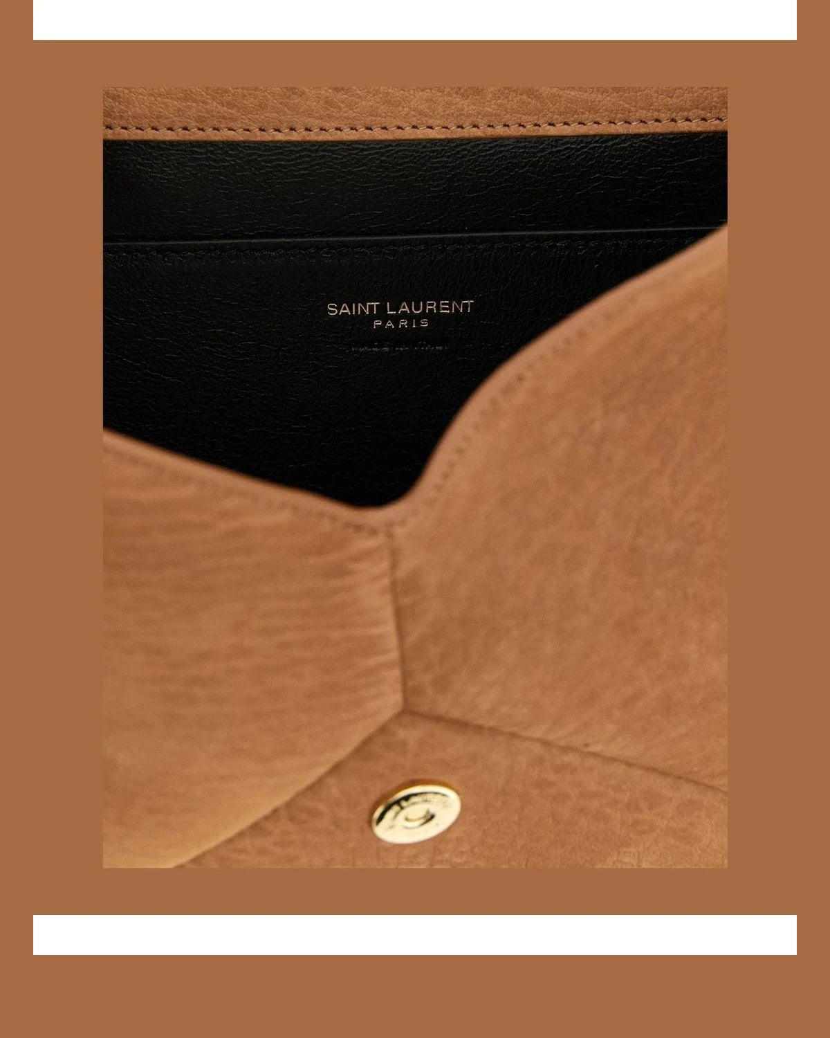Saint Laurent Envelope Clutche in beige, Lamb Leather — view 4