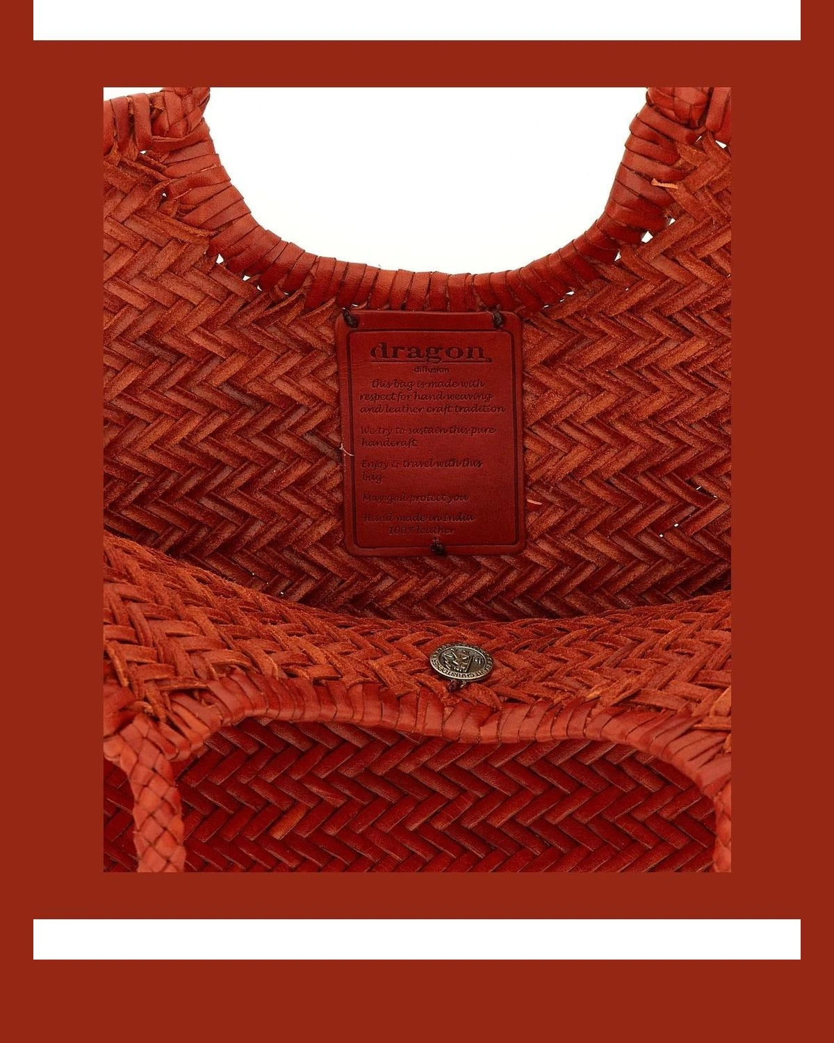 Dragon Diffusion Tote Bag in orange, Calfskin Leather — view 4