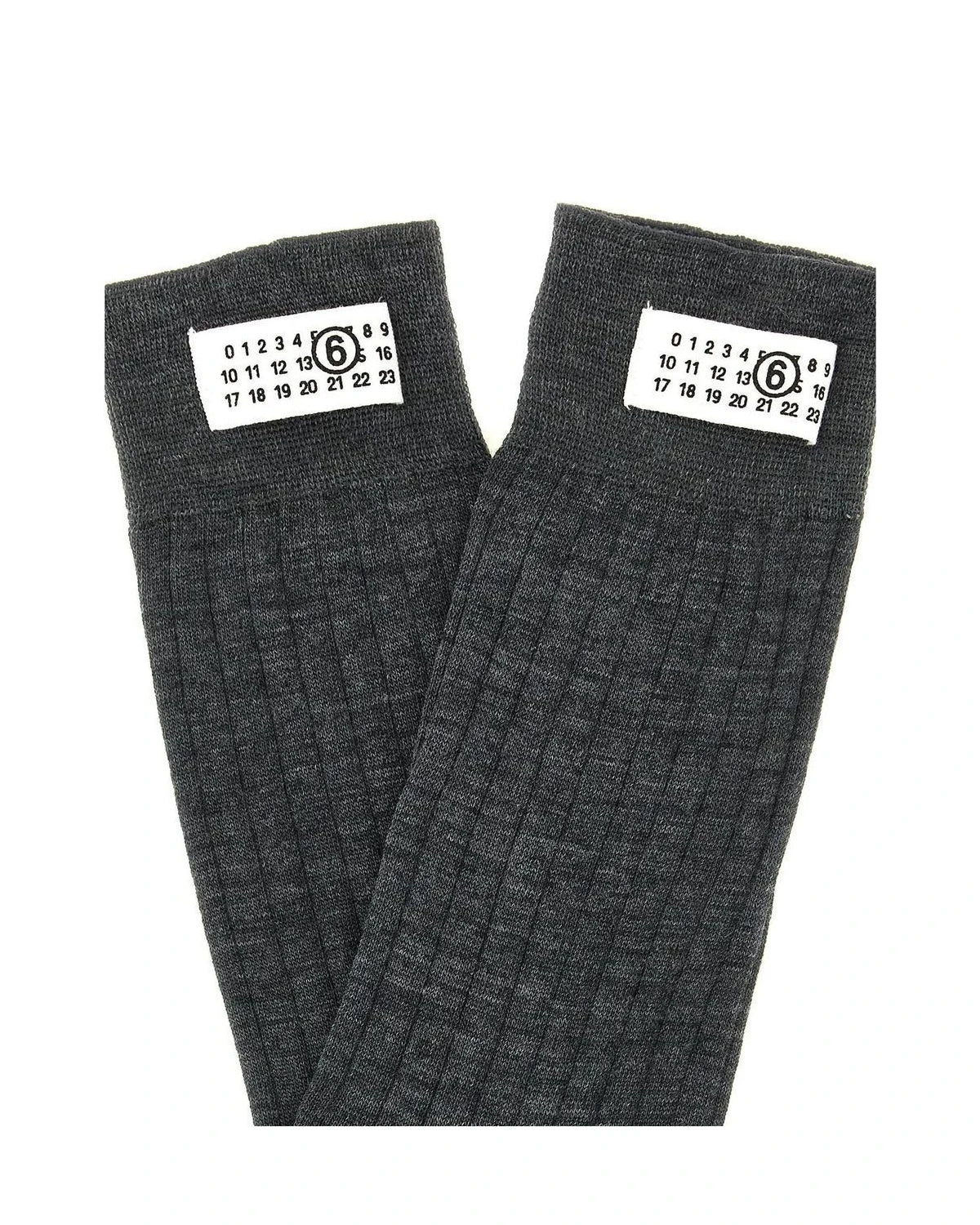 MM6 Maison Margiela Crew Sock in gray, Wool — view 3