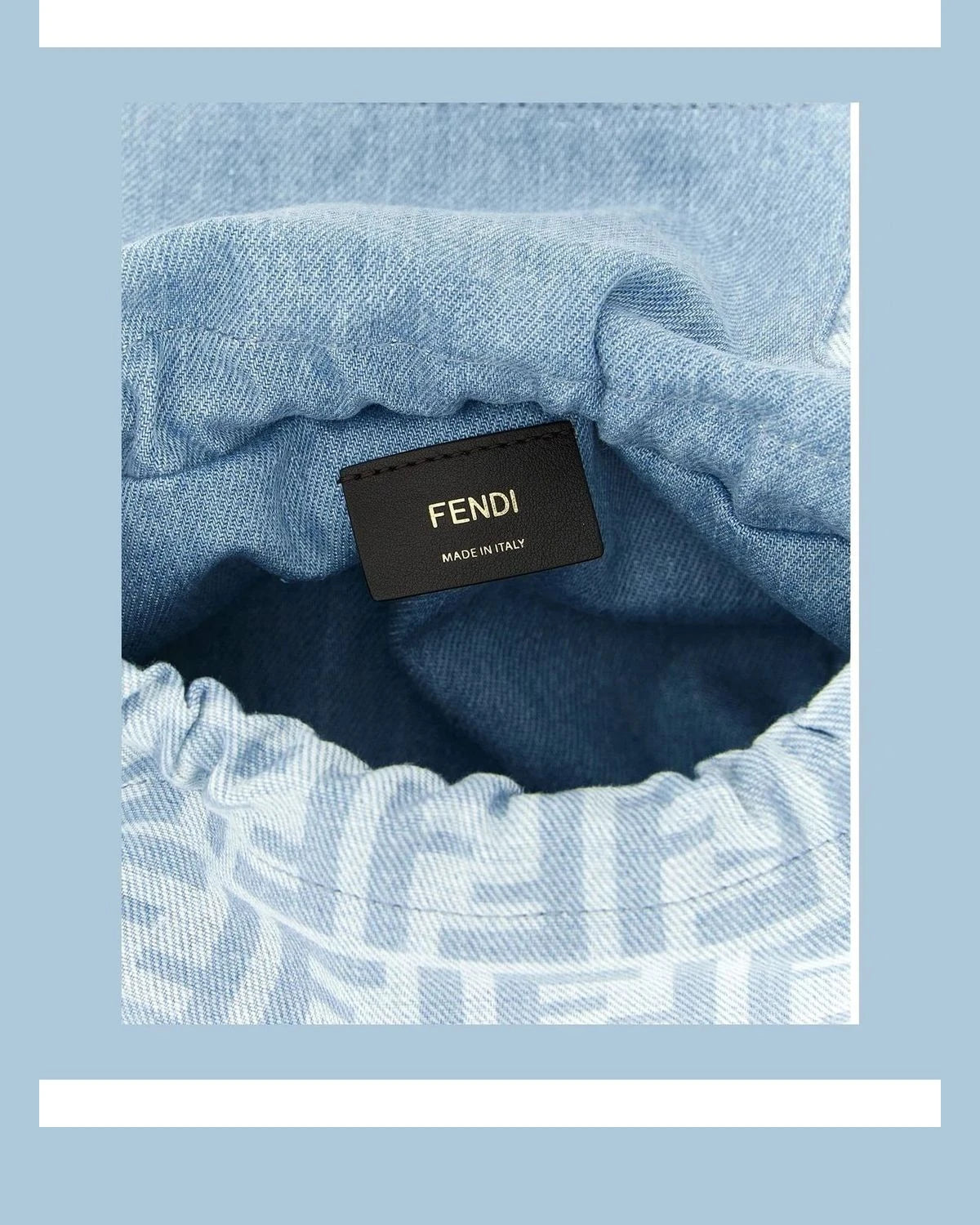 Fendi Baguette Handbag in blue, Cotton β view 5