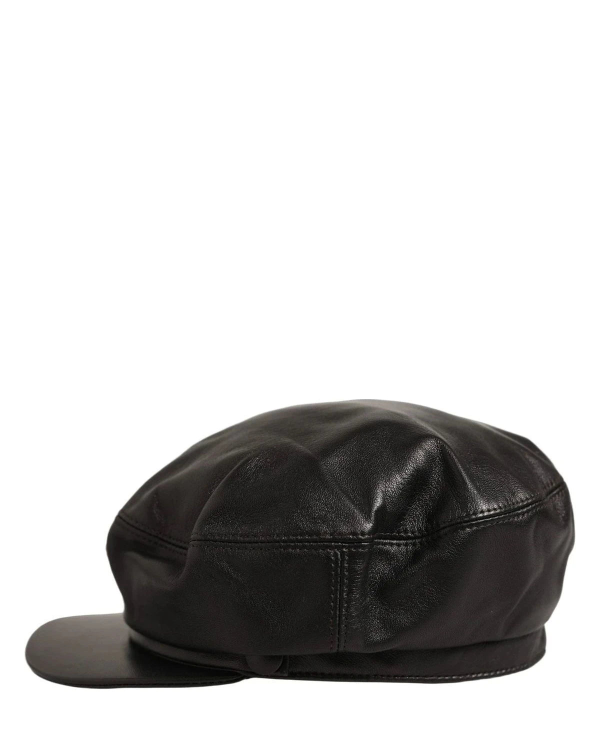 Dolce & Gabbana Newsboy Cap in black, Lamb Leather โ view 3