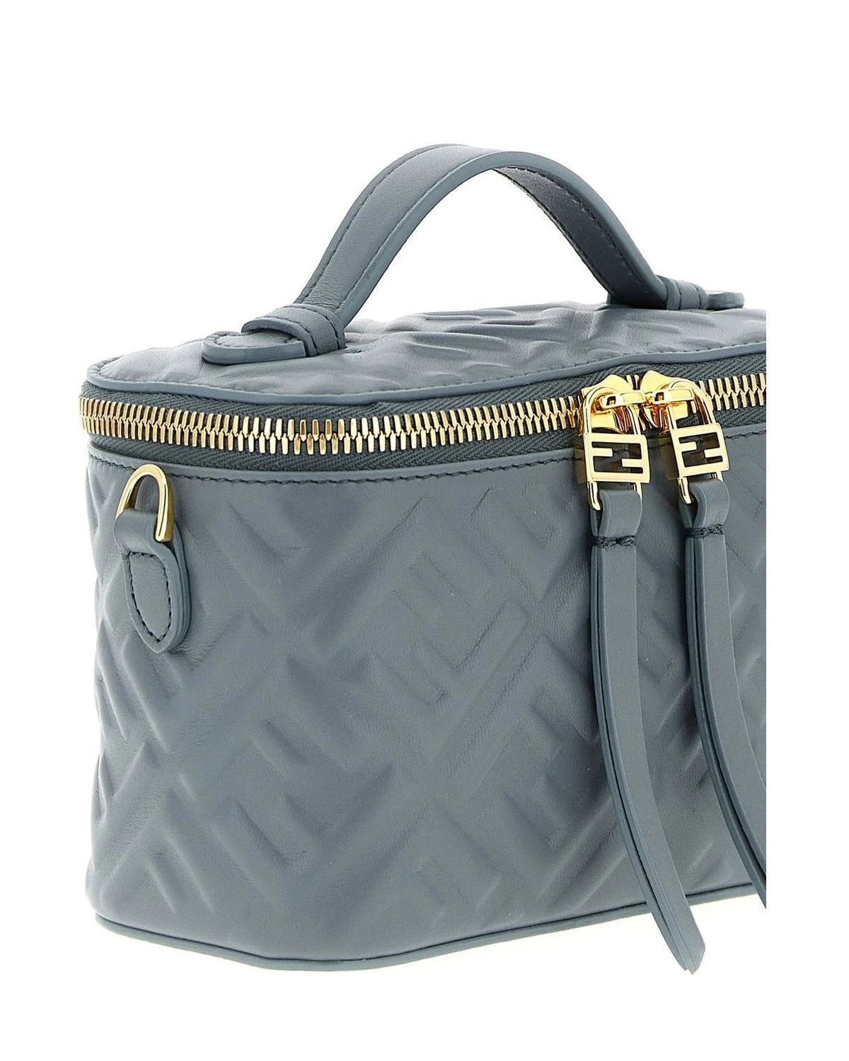 Fendi Makeup Bag in blue, Lamb Leather — view 3