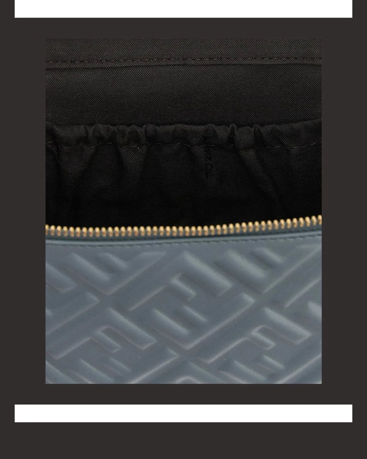 Fendi Makeup Bag in blue, Lamb Leather — view 4