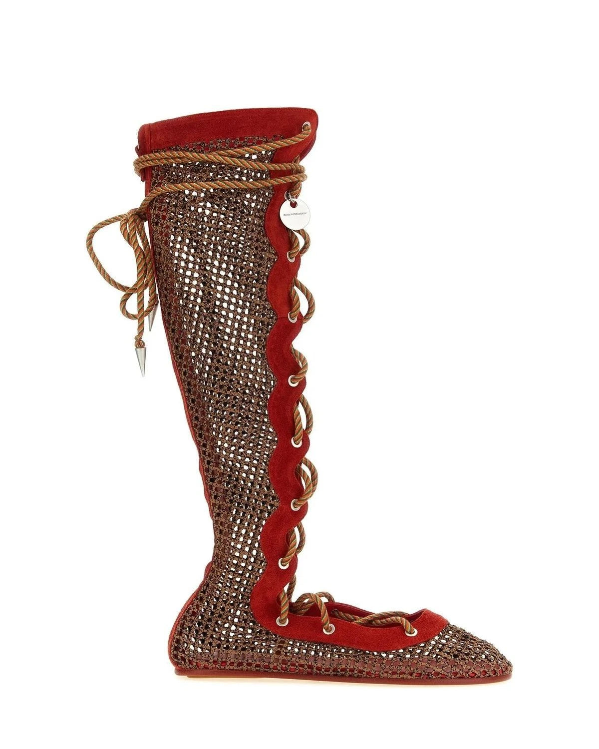 Kiko Kostadinov Knee High Boots in red, Polyester