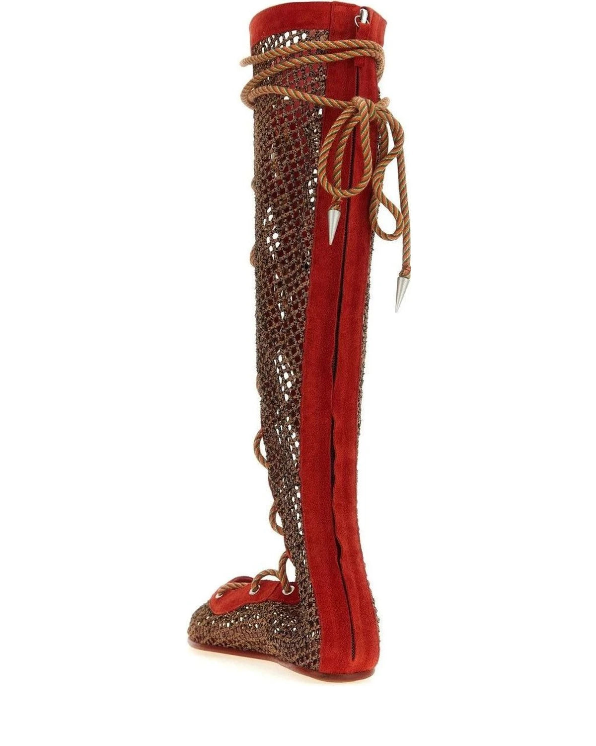 Kiko Kostadinov Knee High Boots in red, Polyester — view 3