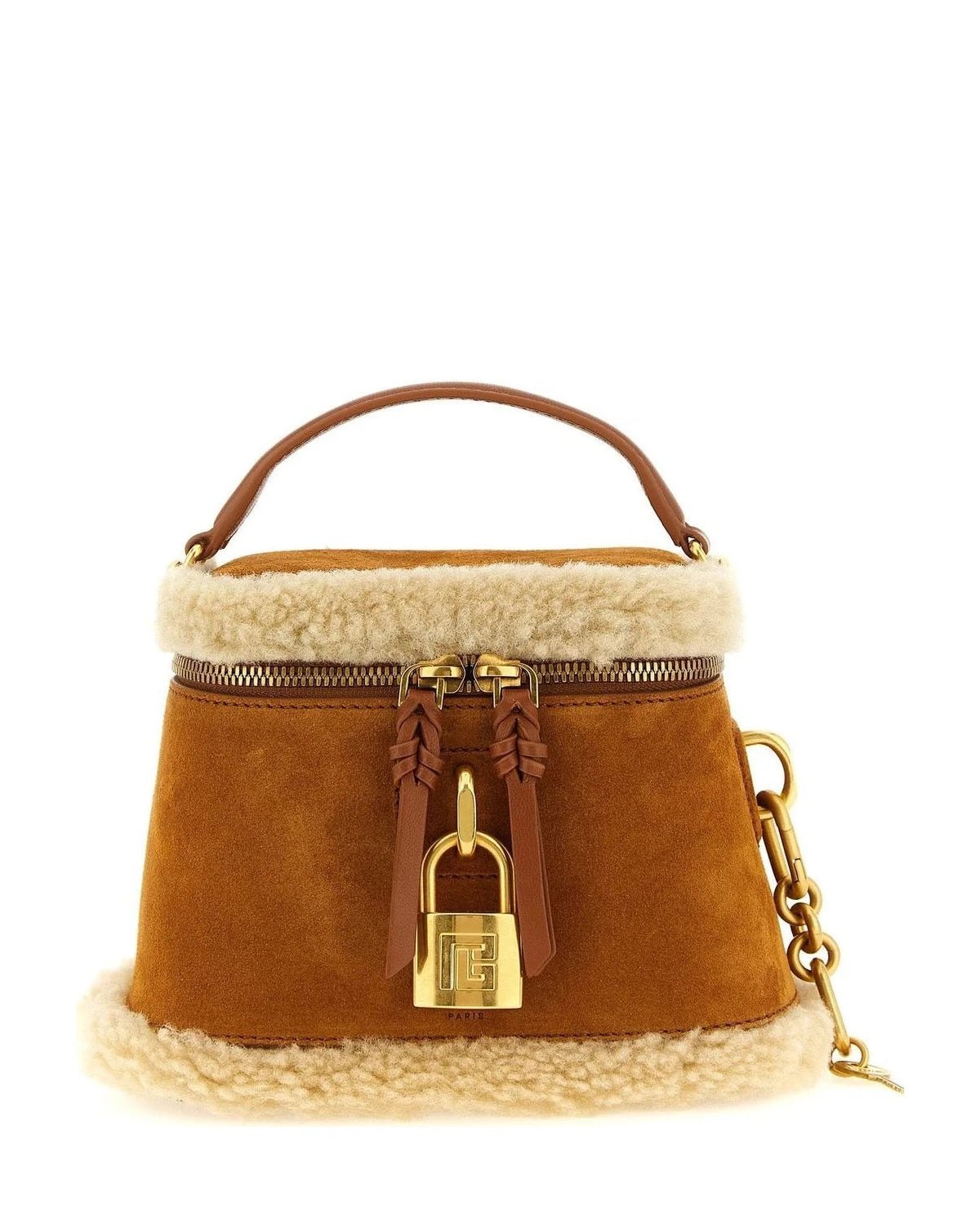 Balmain Satchel Bag in brown, Calfskin Leather