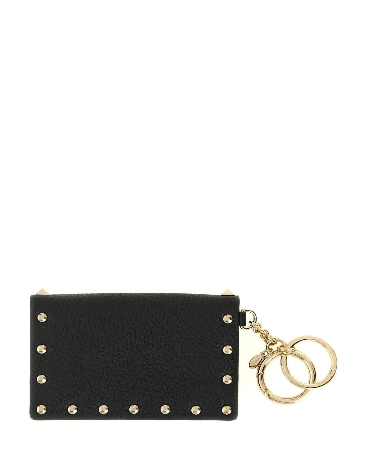 Valentino Garavani Keychain in black, Calfskin Leather β view 2
