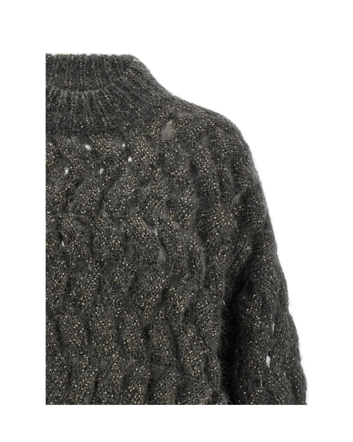 Brunello Cucinelli Sweater in gray, Mohair Wool — view 3