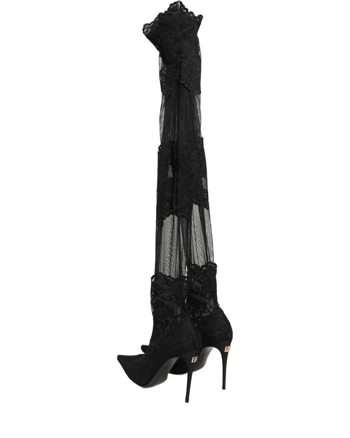 Dolce & Gabbana Knee High Boots in black, Nylon — view 5