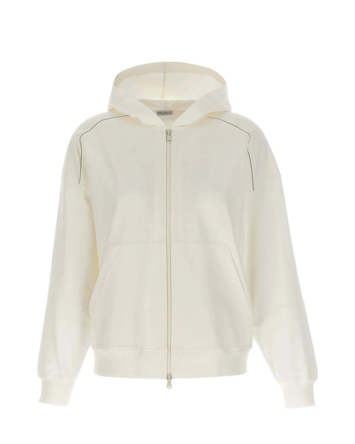 Brunello Cucinelli Hoodie in white, Cotton