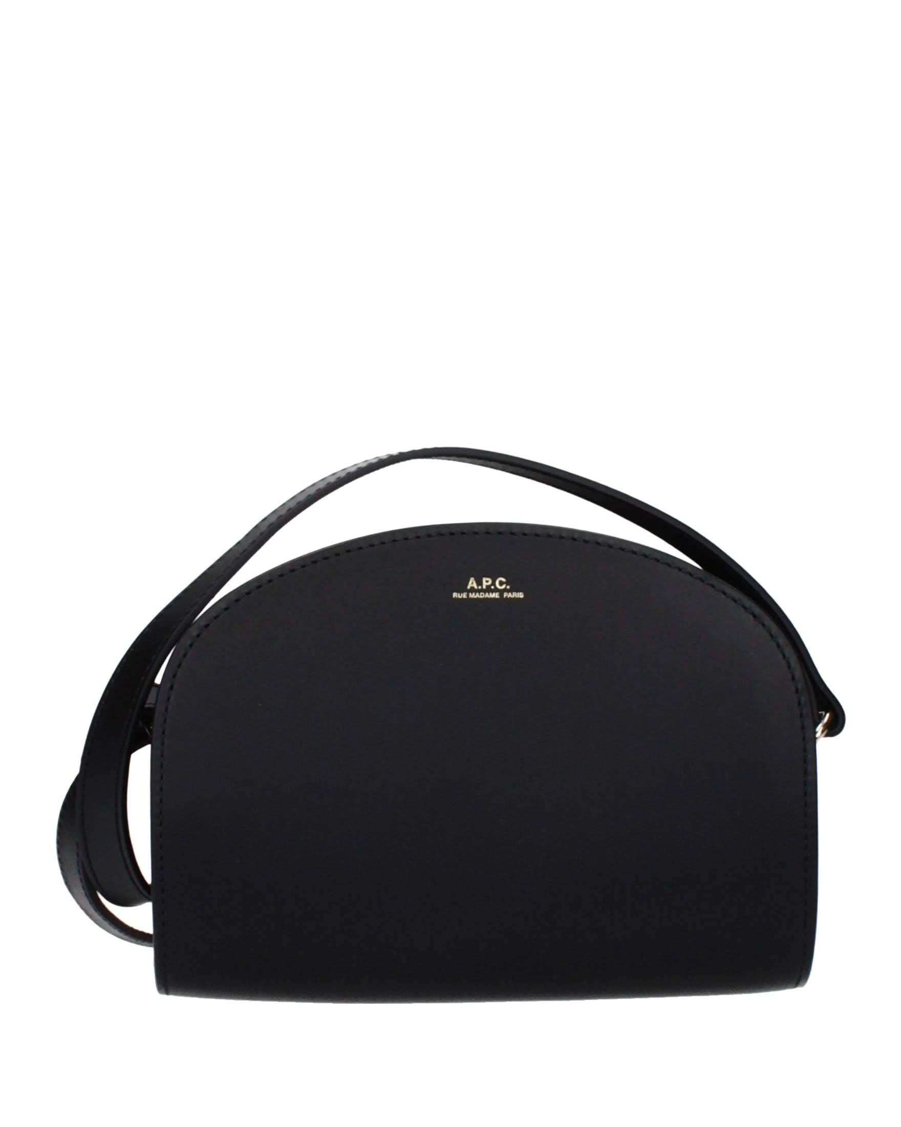 A.p.c. Black Leather Apc Crossbody Bag
