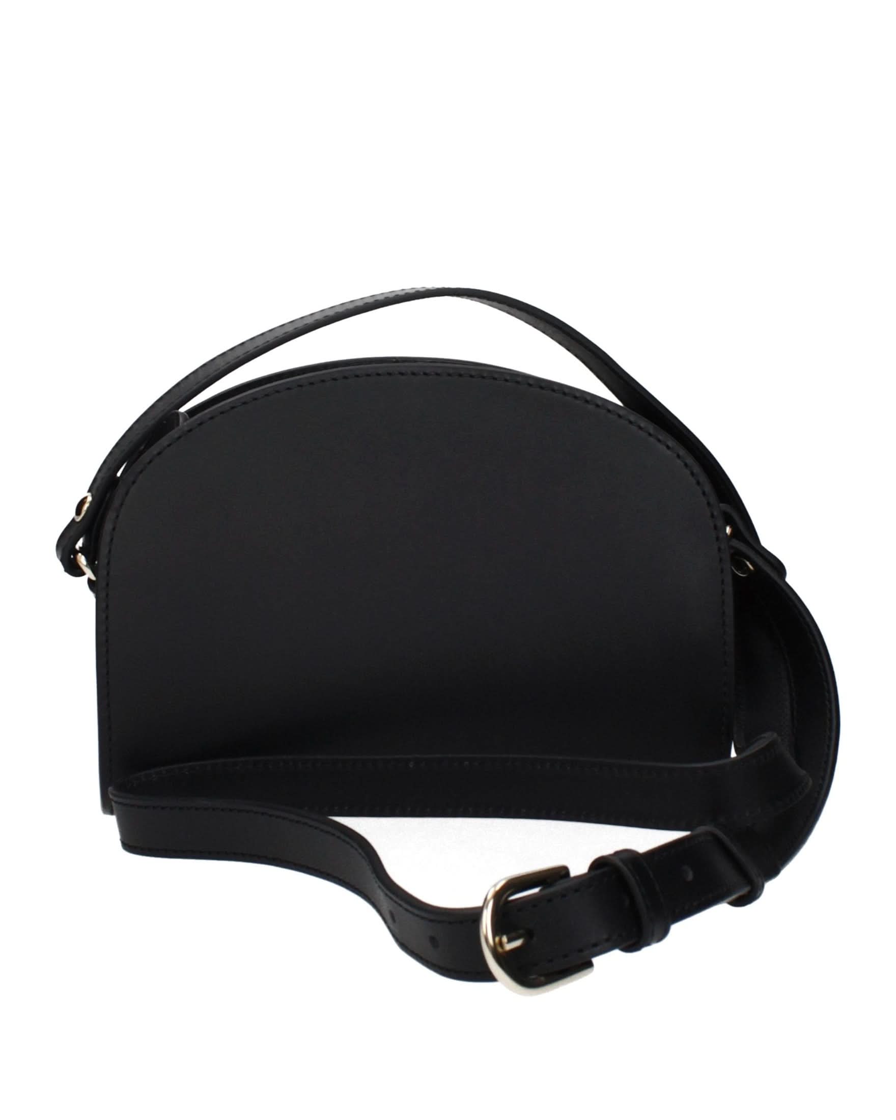 A.p.c. Black Leather Apc Crossbody Bag