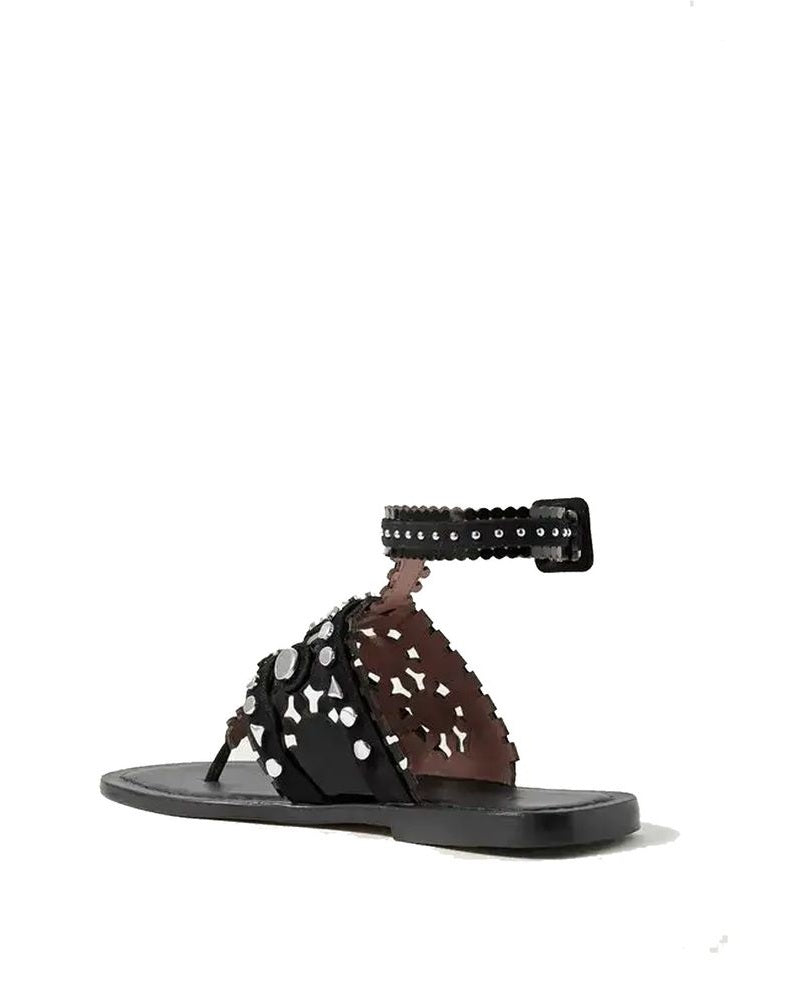 Alaïa Black Leather Flat Sandals Glam Steals