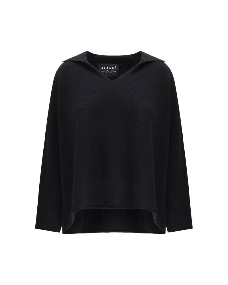 Alanui Black Cashmere Polo Shirt Glam Steals