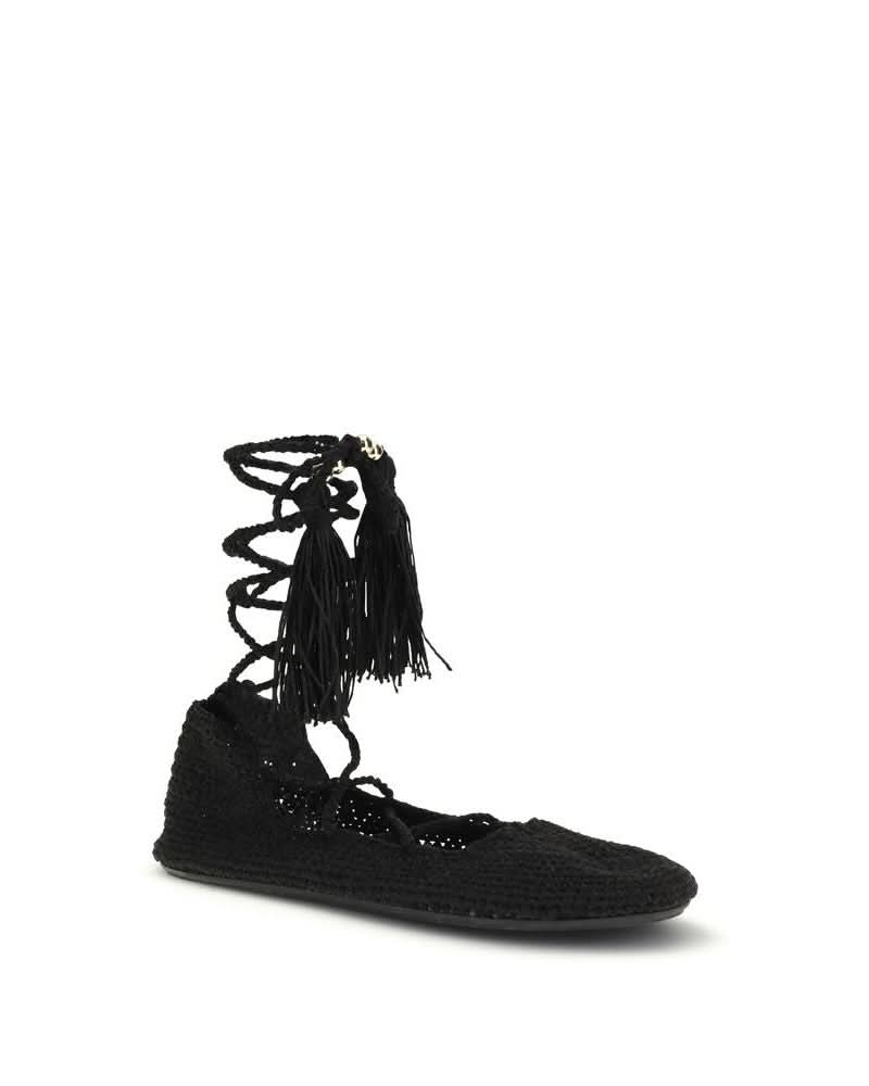 Alanui Black Polyester Recycled Ballet Flats Glam Steals