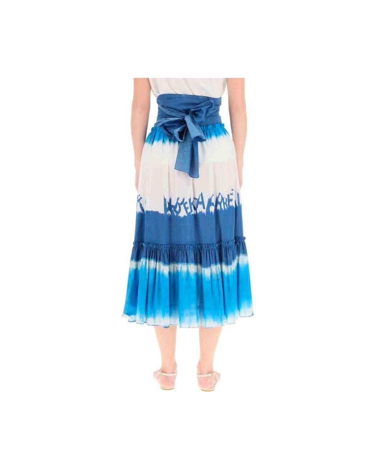 Alberta Ferretti Blue Cotton Midi Skirt Skirts