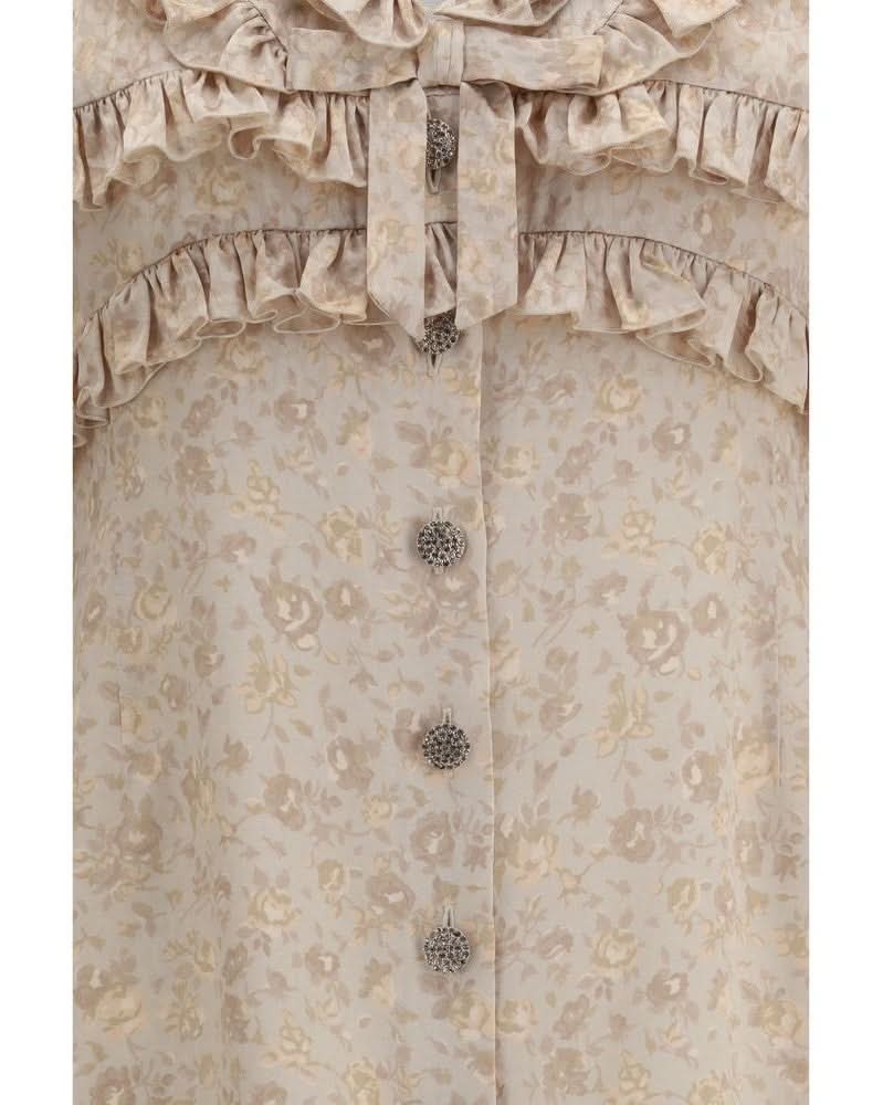Alessandra Rich Beige Silk Casual Dress Glam Steals