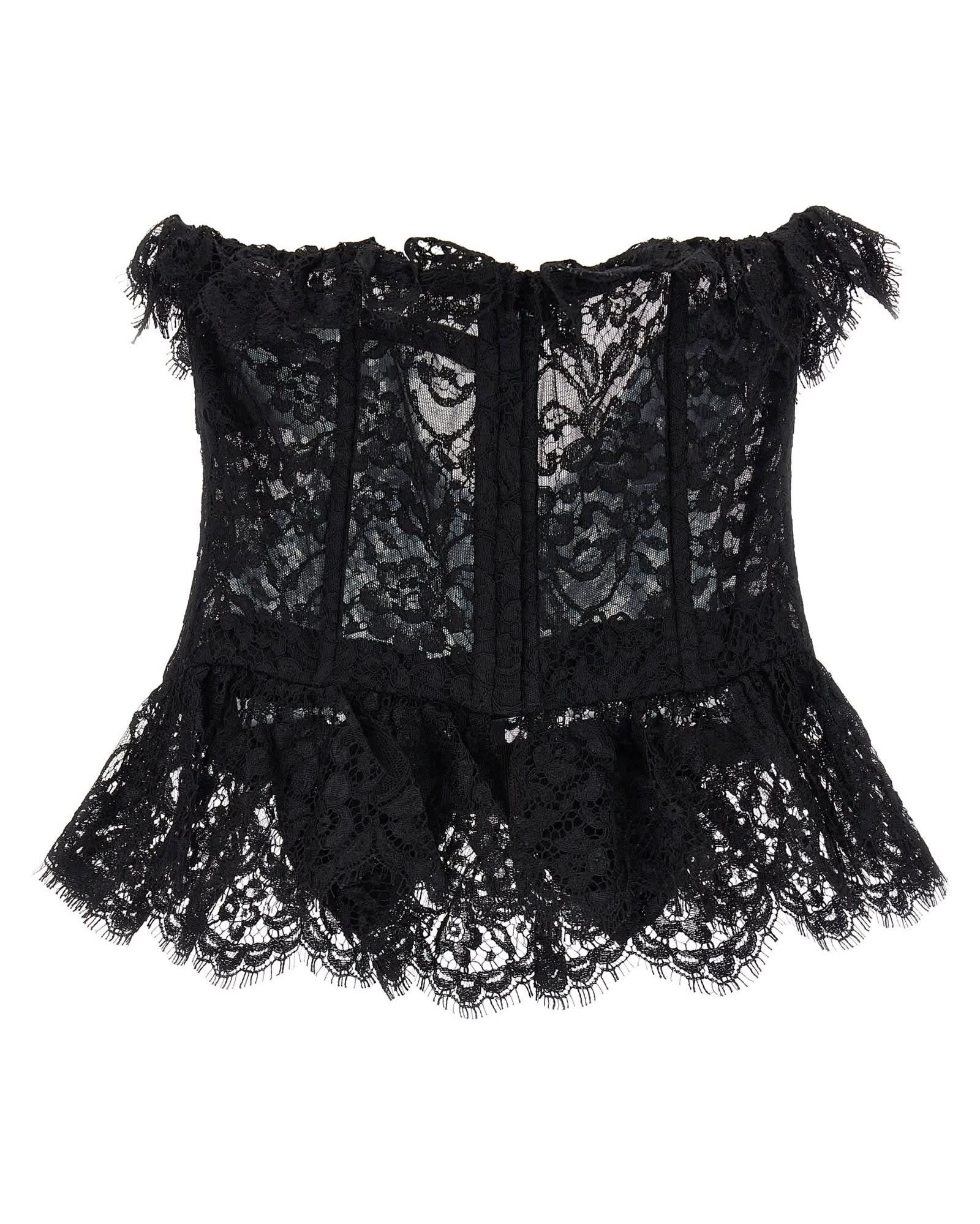 Alessandra Rich Lace Bow Bustier Top Glam Steals