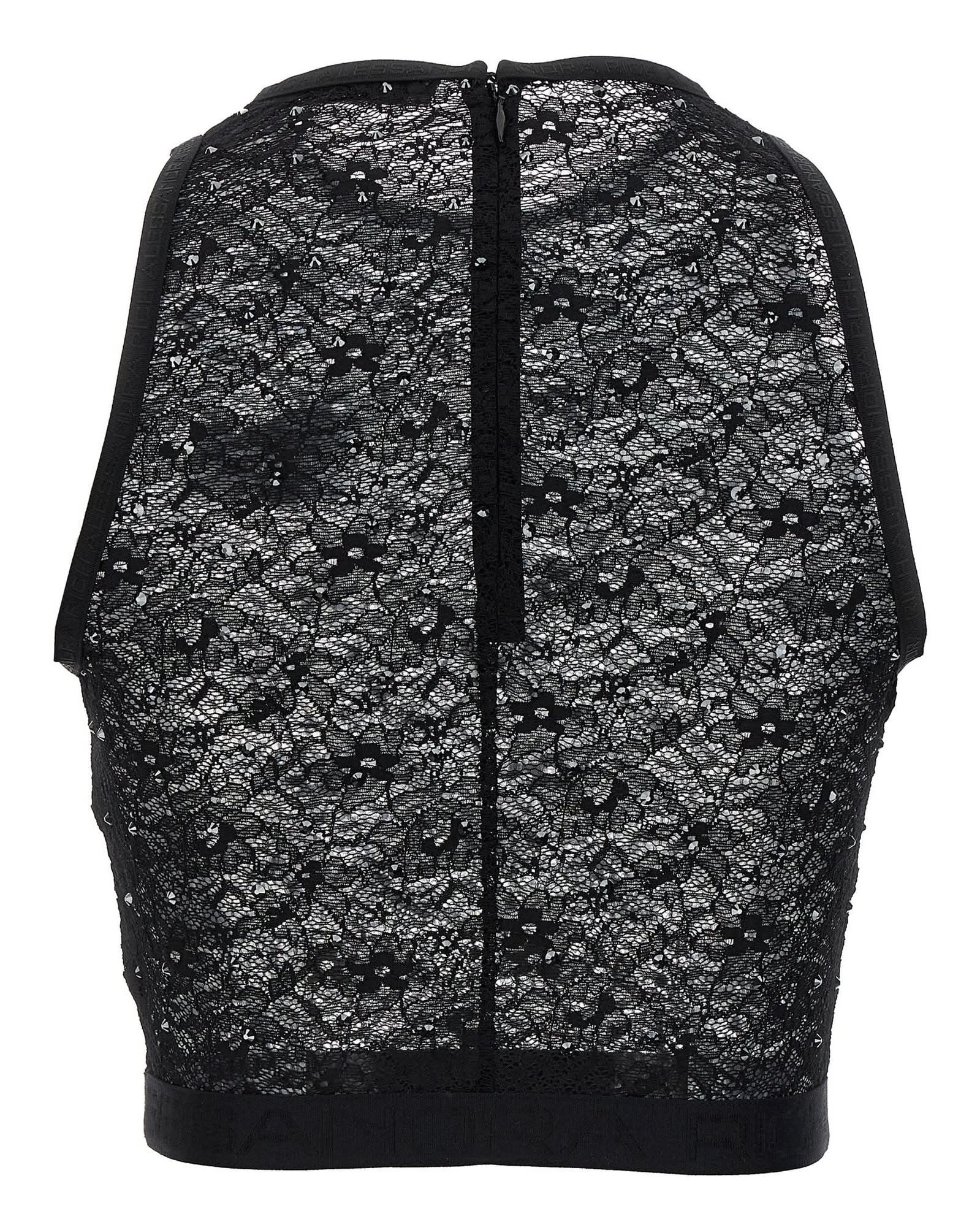 Alessandra Rich Lace Rhinestone Top Glam Steals