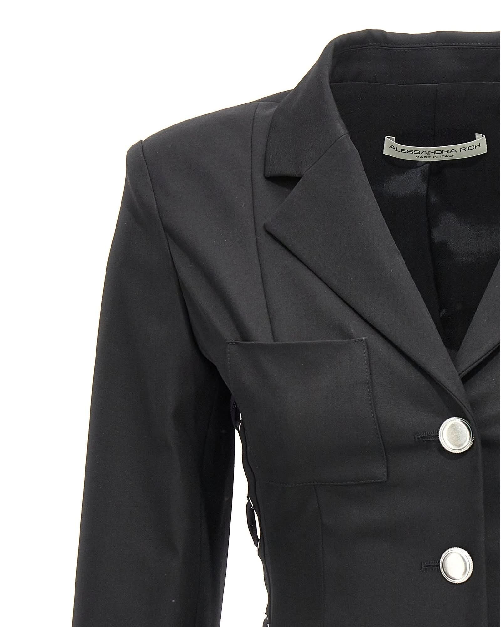 Alessandra Rich Lace Single Breast Up Blazer Jacket Glam Steals