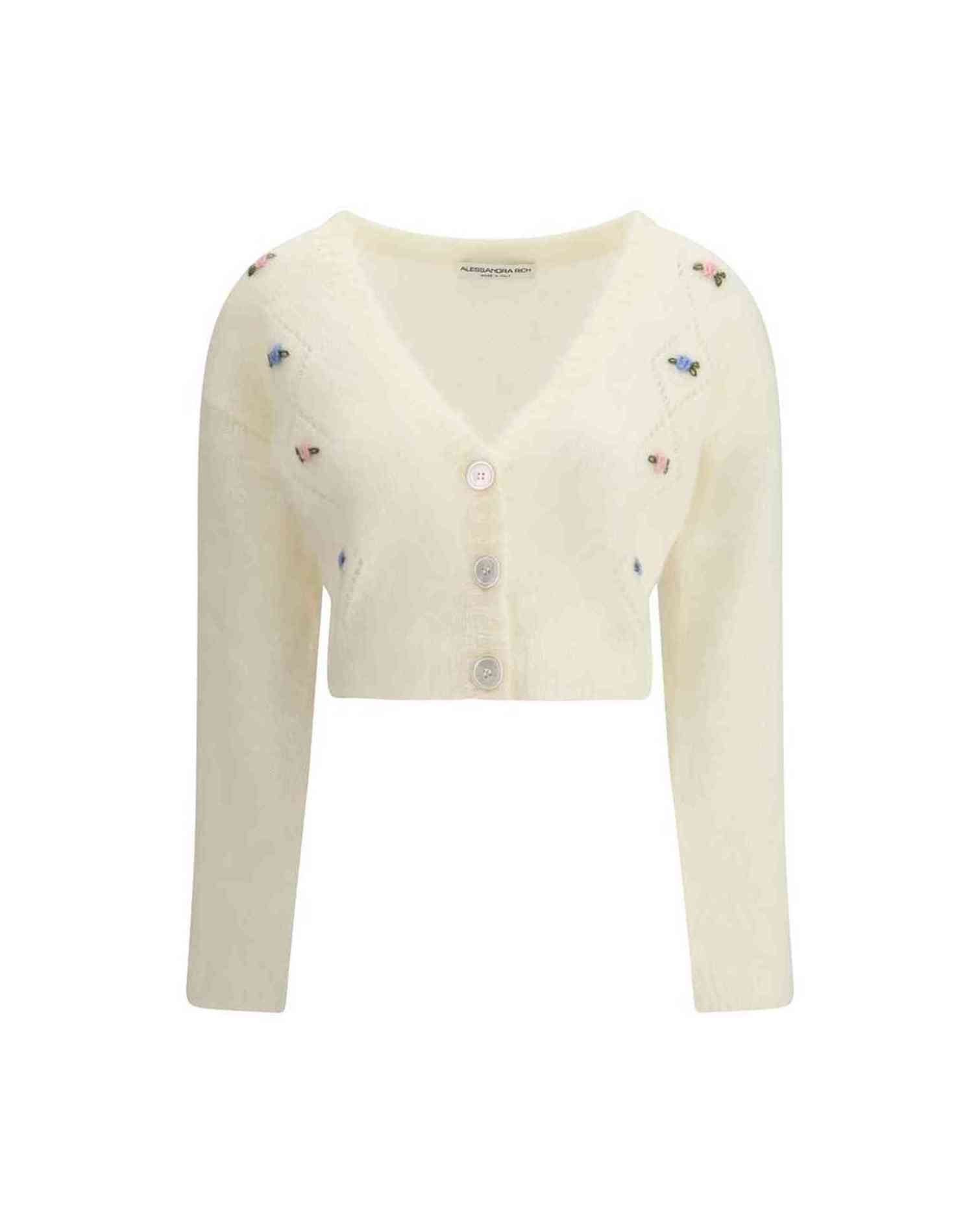 Alessandra Rich Mohair Cardigan with Embroidery Glam Steals