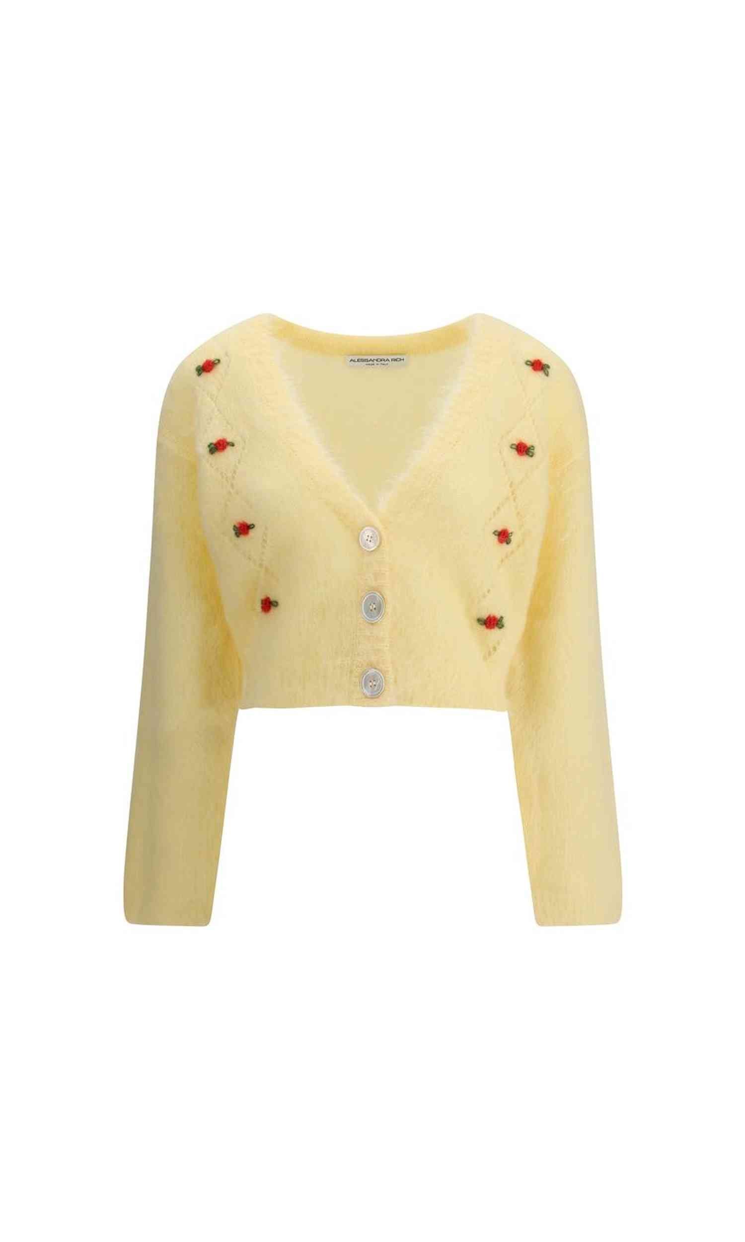 Alessandra Rich Mohair Cardigan with Embroidery Glam Steals