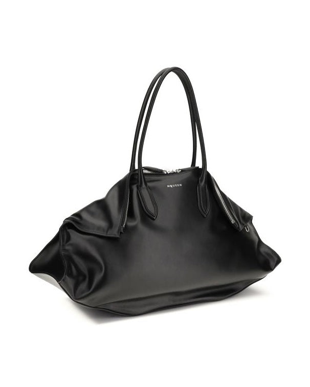 Alexander Mcqueen Black Calf Leather Bos Taurus Shoulder Bag Glam Steals