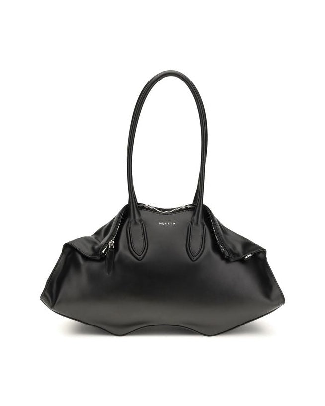 Alexander Mcqueen Black Calf Leather Bos Taurus Shoulder Bag Glam Steals