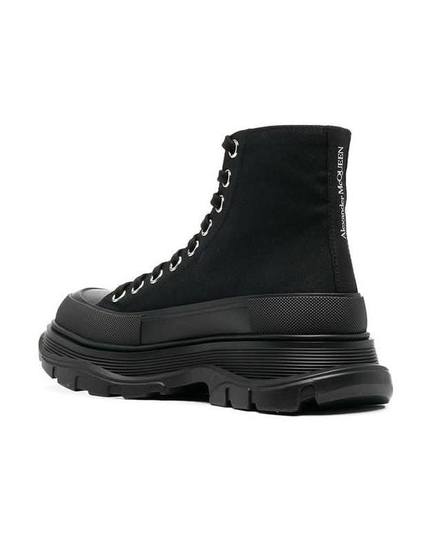 Alexander Mcqueen Black Canvas High Top Boots