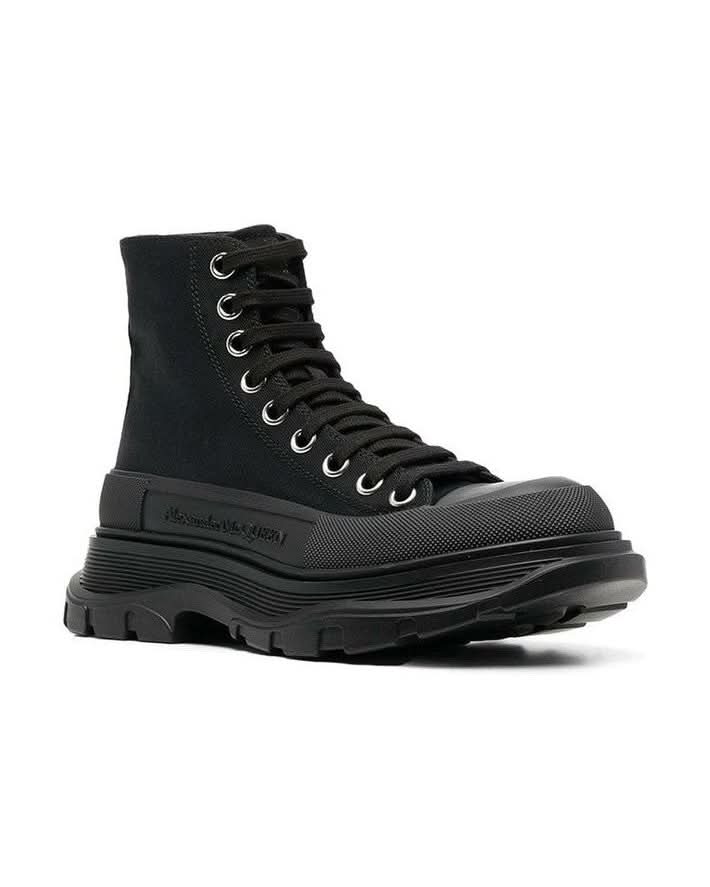 Alexander Mcqueen Black Canvas High Top Boots