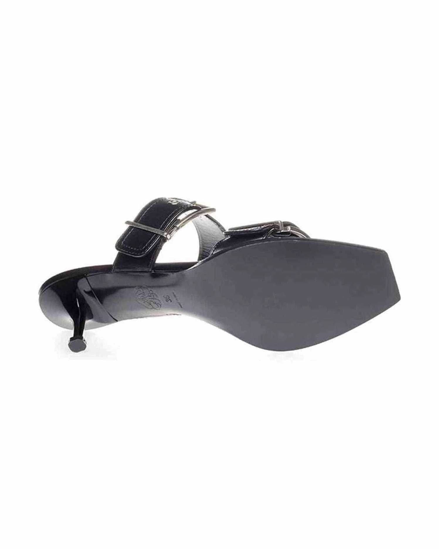 Alexander Mcqueen Black Elevate Your Steps In Timeless Leather Sandals Heels