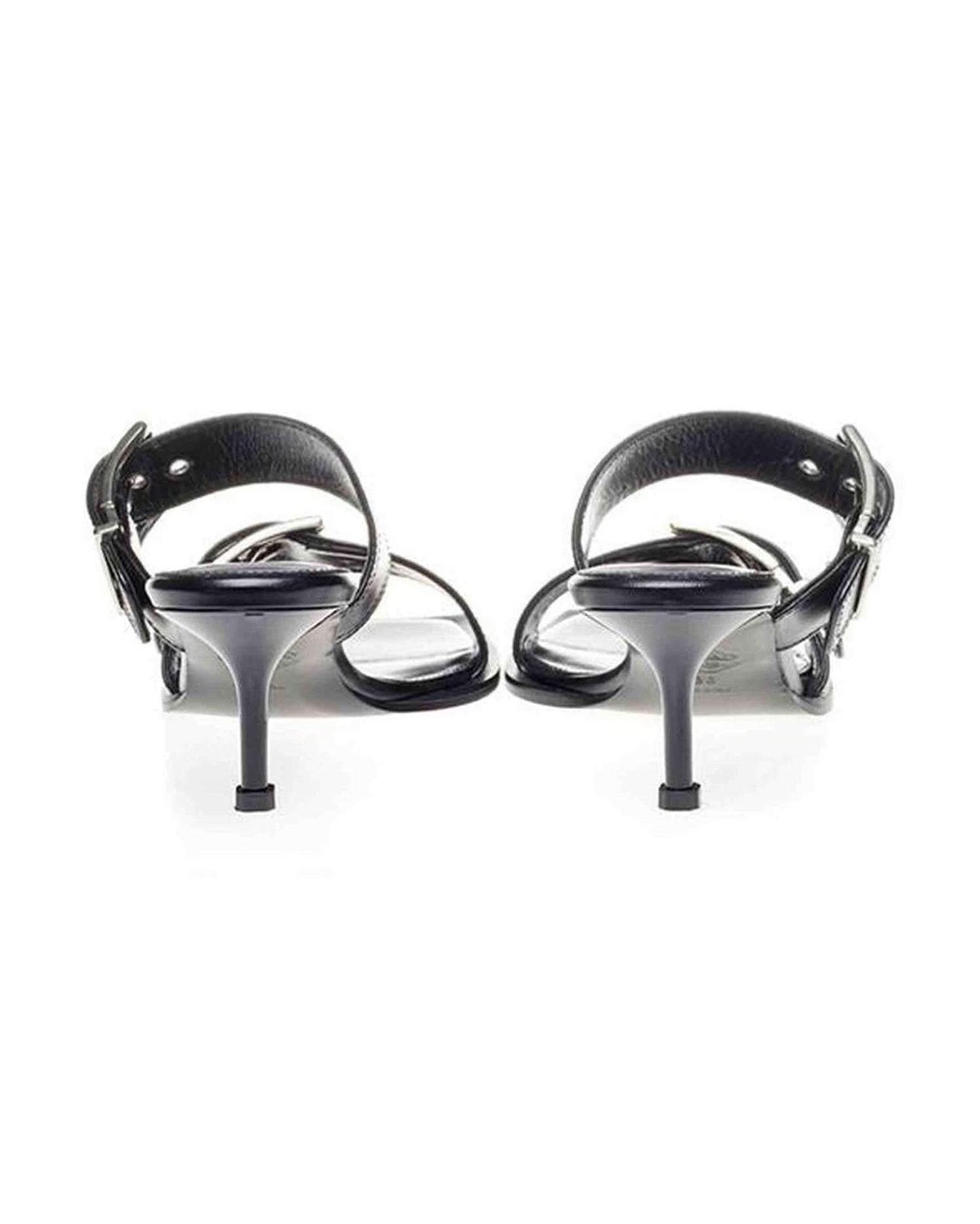 Alexander Mcqueen Black Elevate Your Steps In Timeless Leather Sandals Heels