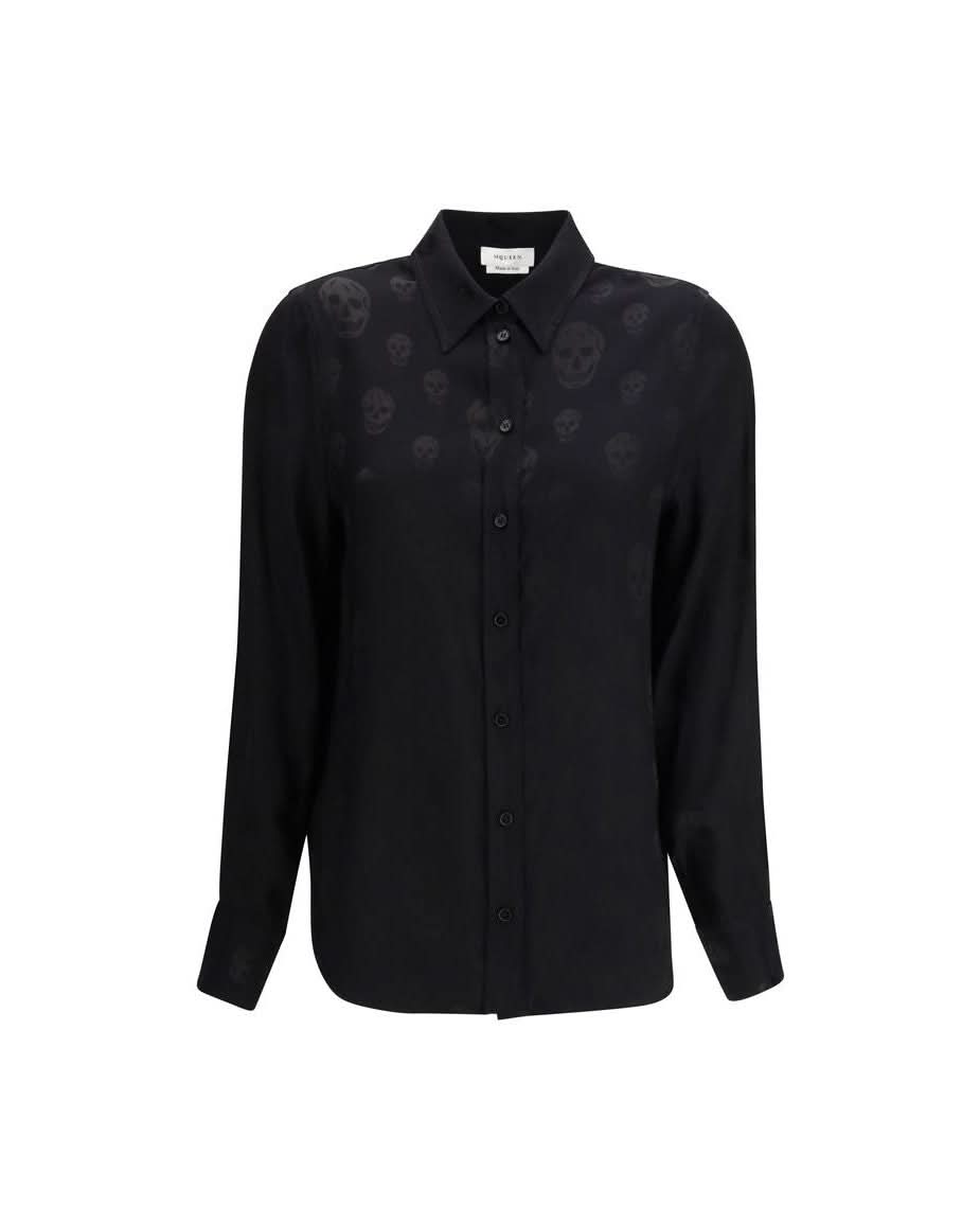 Alexander Mcqueen Black Viscose Pattern Shirt