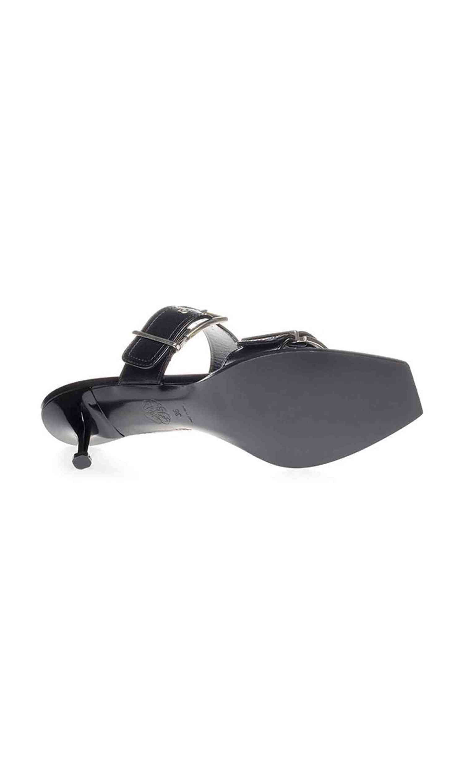 Alexander Mcqueen Elevate Your Steps In Timeless Leather Black Sandals Glam Steals