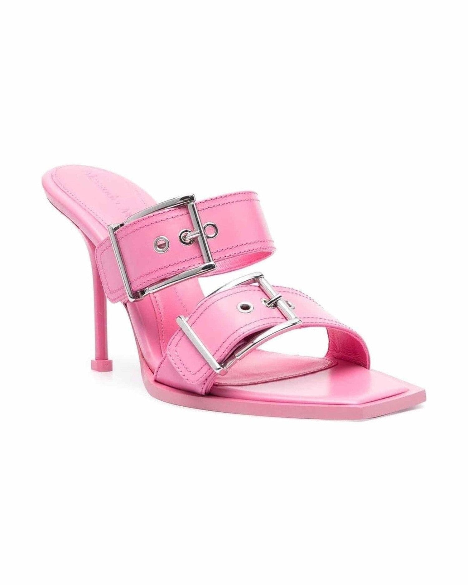 Alexander Mcqueen Leather 100mm Buckle Sandals Glam Steals