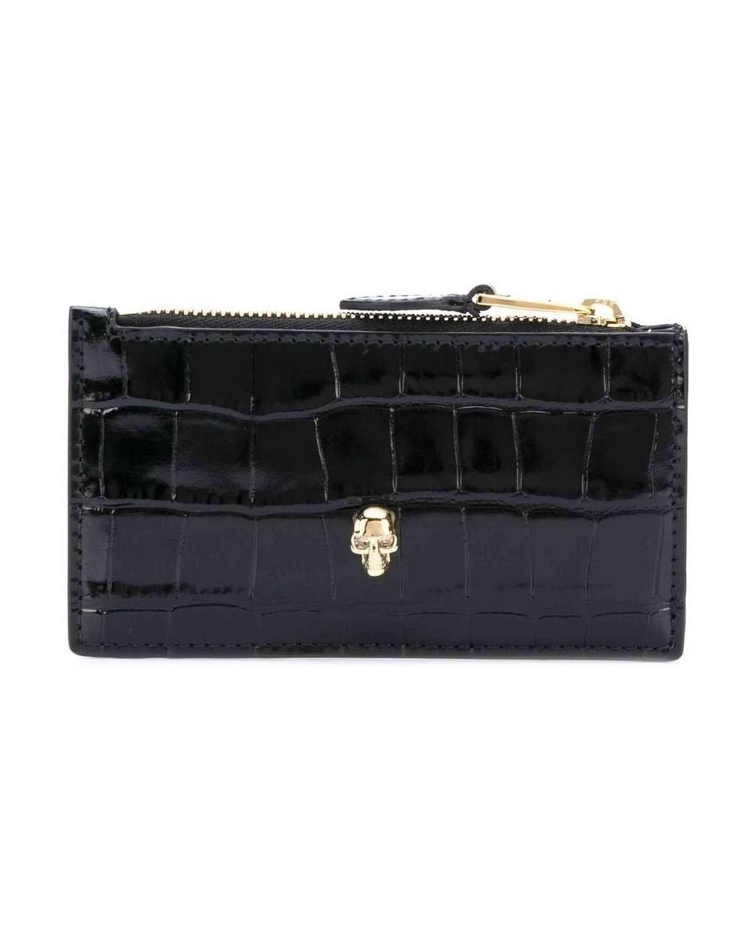 Alexander Mcqueen Leather Skull Zipped Card Case Card Cases