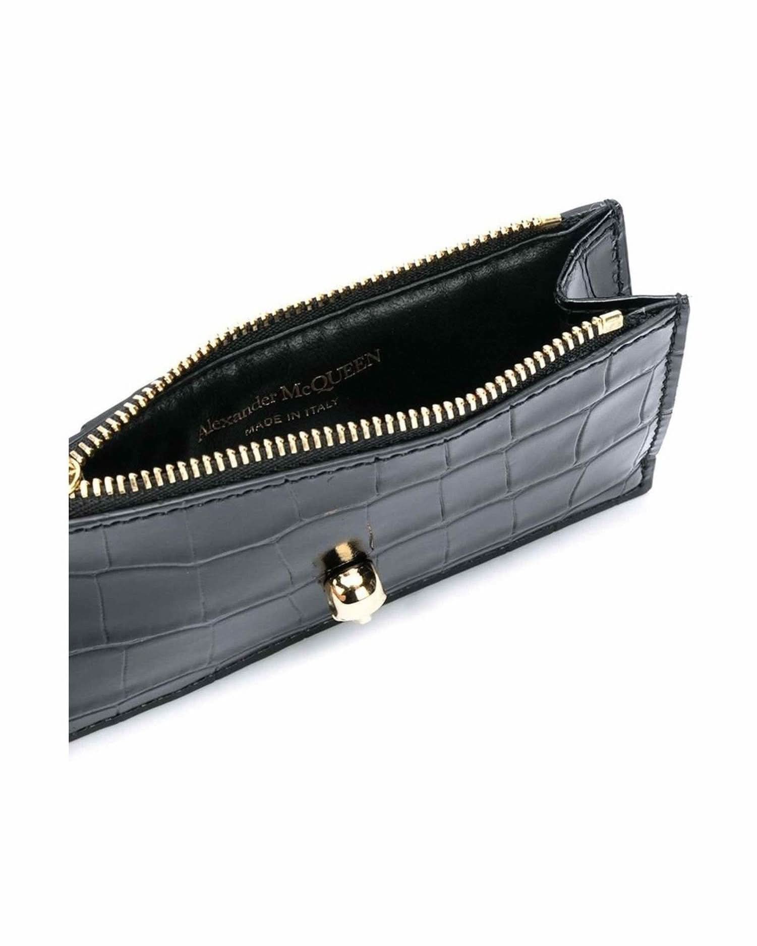 Alexander Mcqueen Leather Skull Zipped Card Case Card Cases