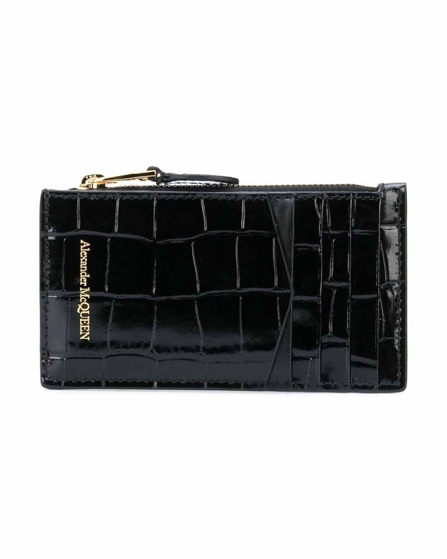 Alexander Mcqueen Leather Skull Zipped Card Case Card Cases