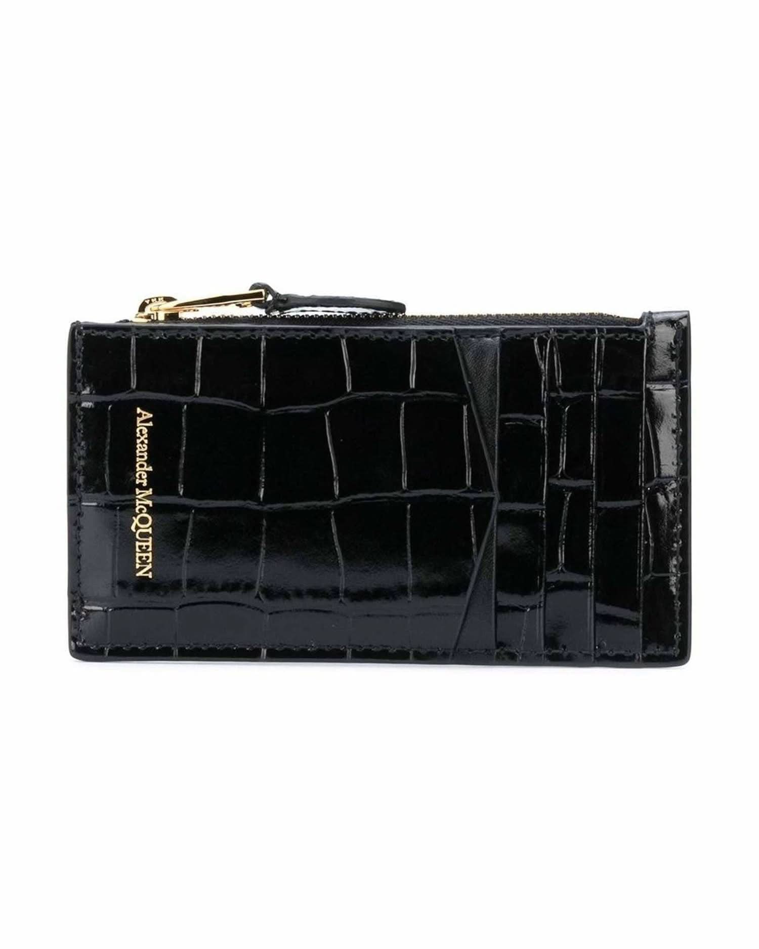 Alexander Mcqueen Leather Skull Zipped Card Case Card Cases