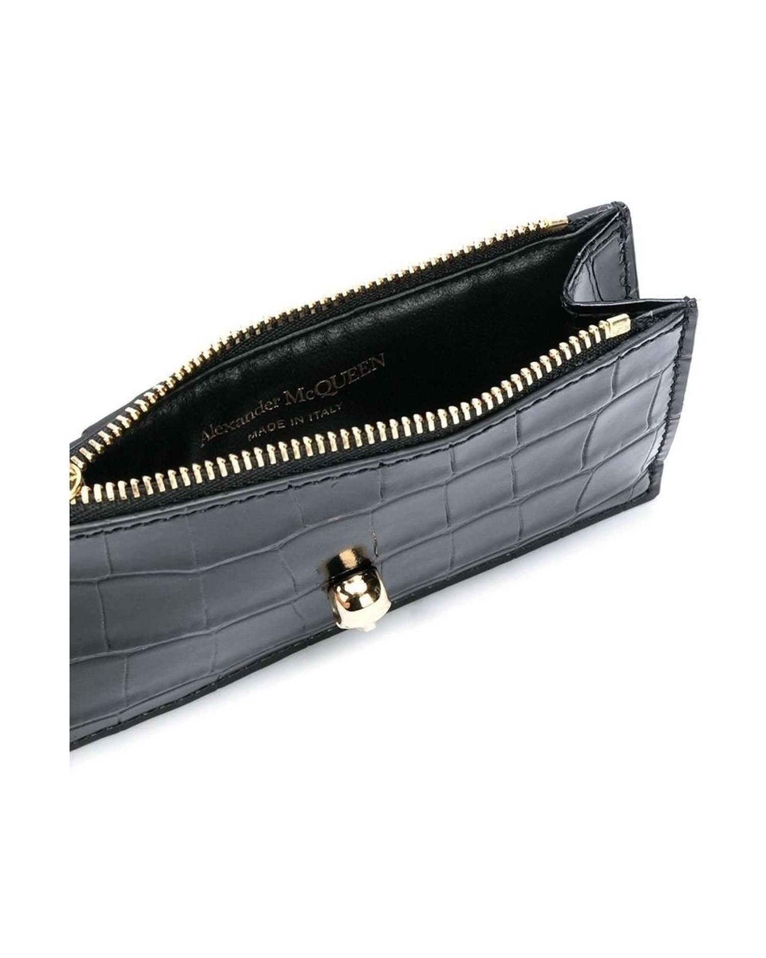 Alexander Mcqueen Leather Skull Zipped Card Case Card Cases