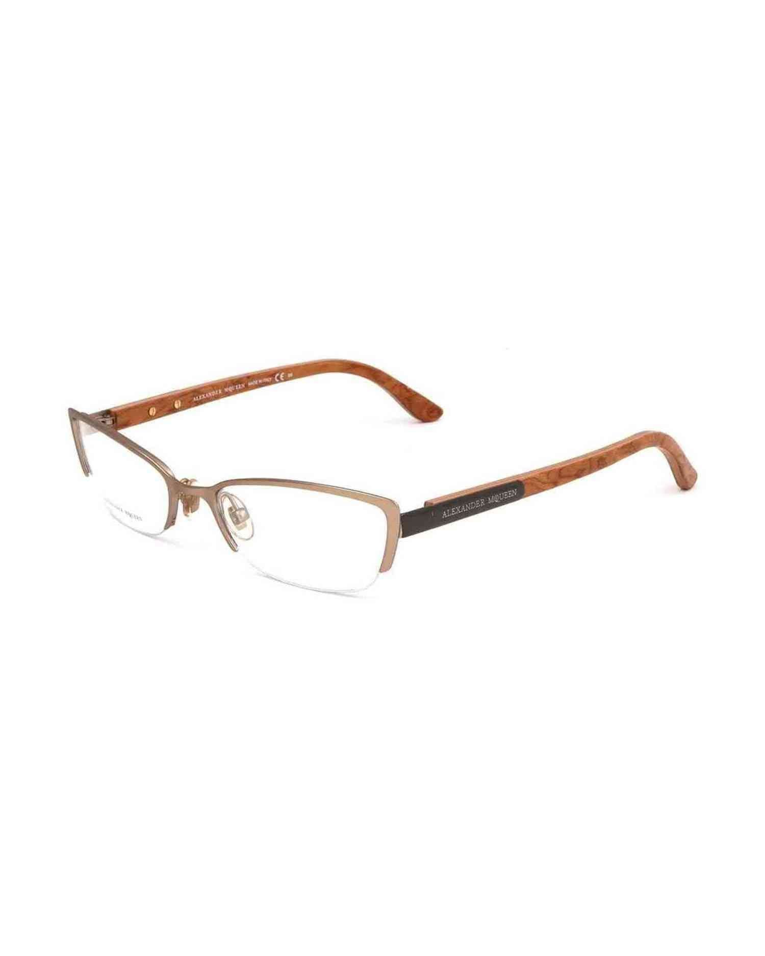 Alexander Mcqueen Brown Metal Frame Eyeglasses