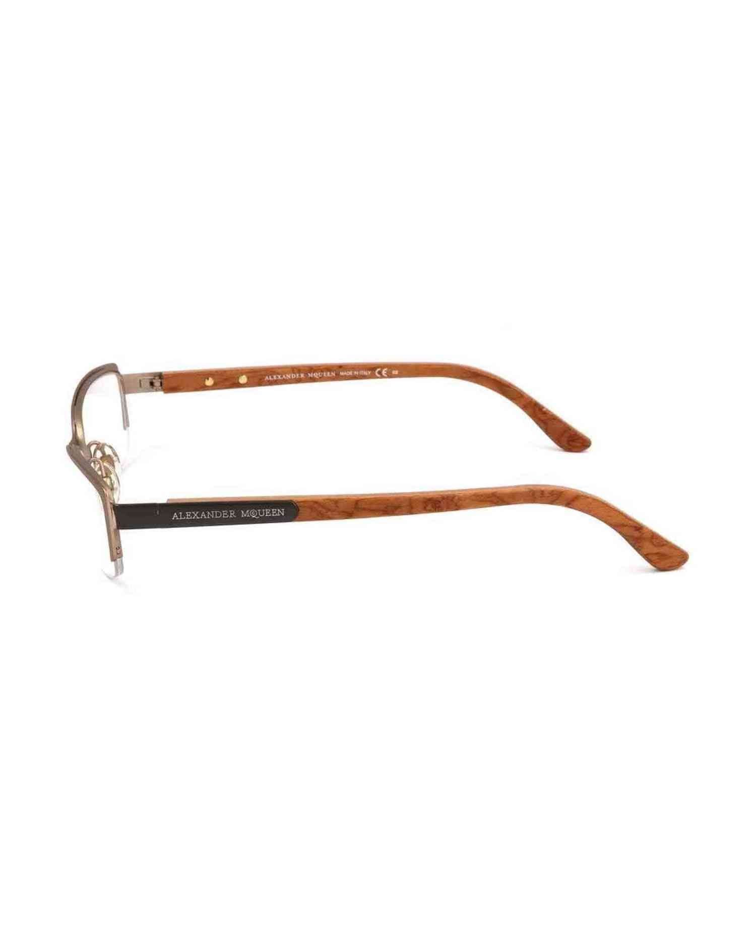 Alexander Mcqueen Brown Metal Frame Eyeglasses