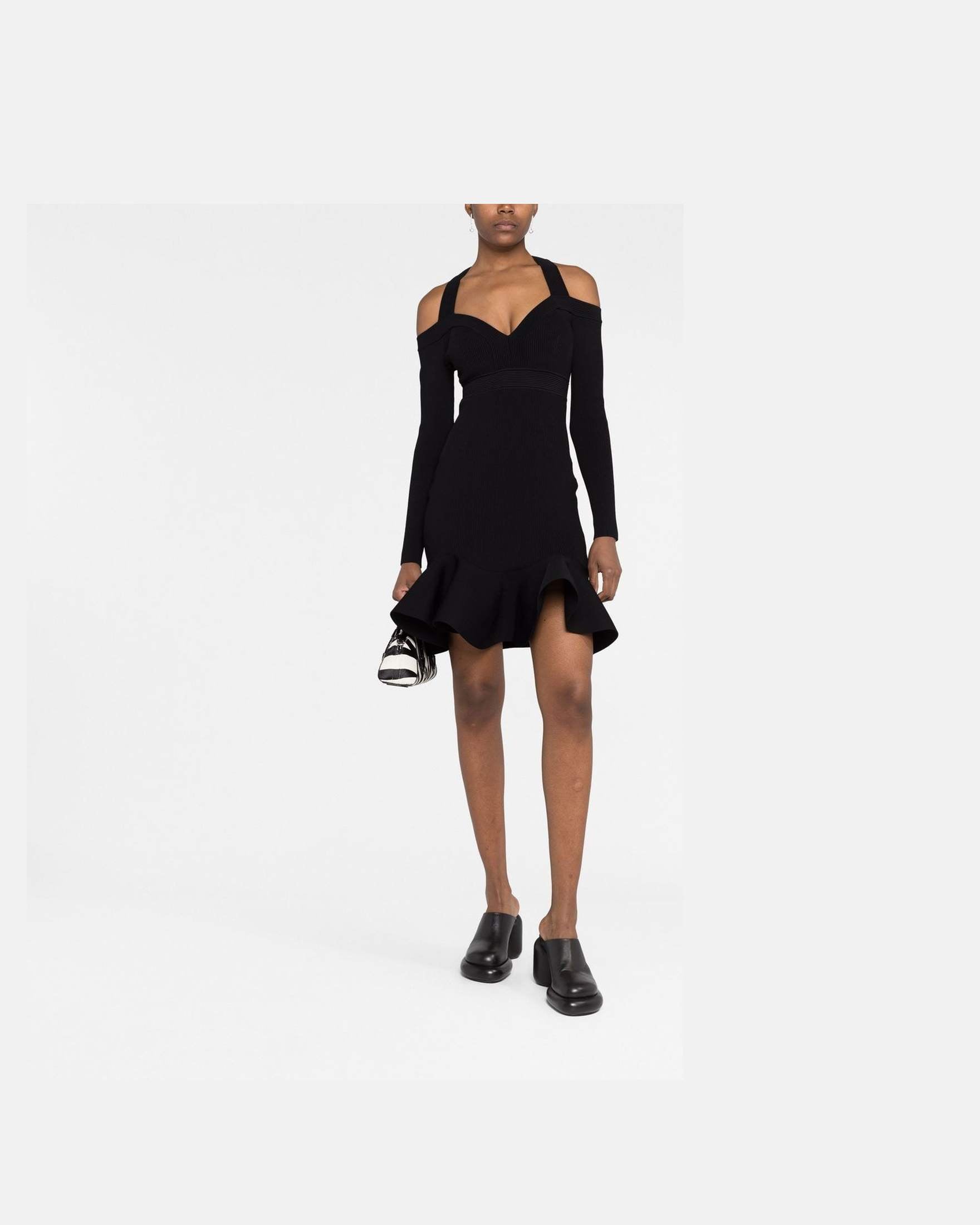 Alexander Mcqueen Short Knitted Dress with V Neck Glam Steals