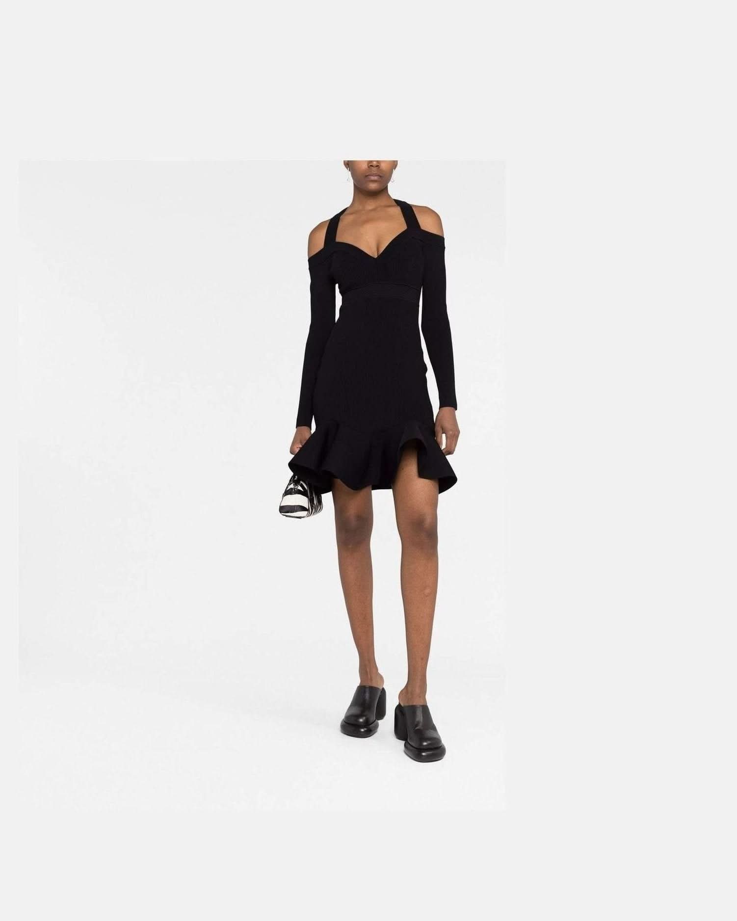Alexander Mcqueen V-Neck Knitted Short Dress Dresses