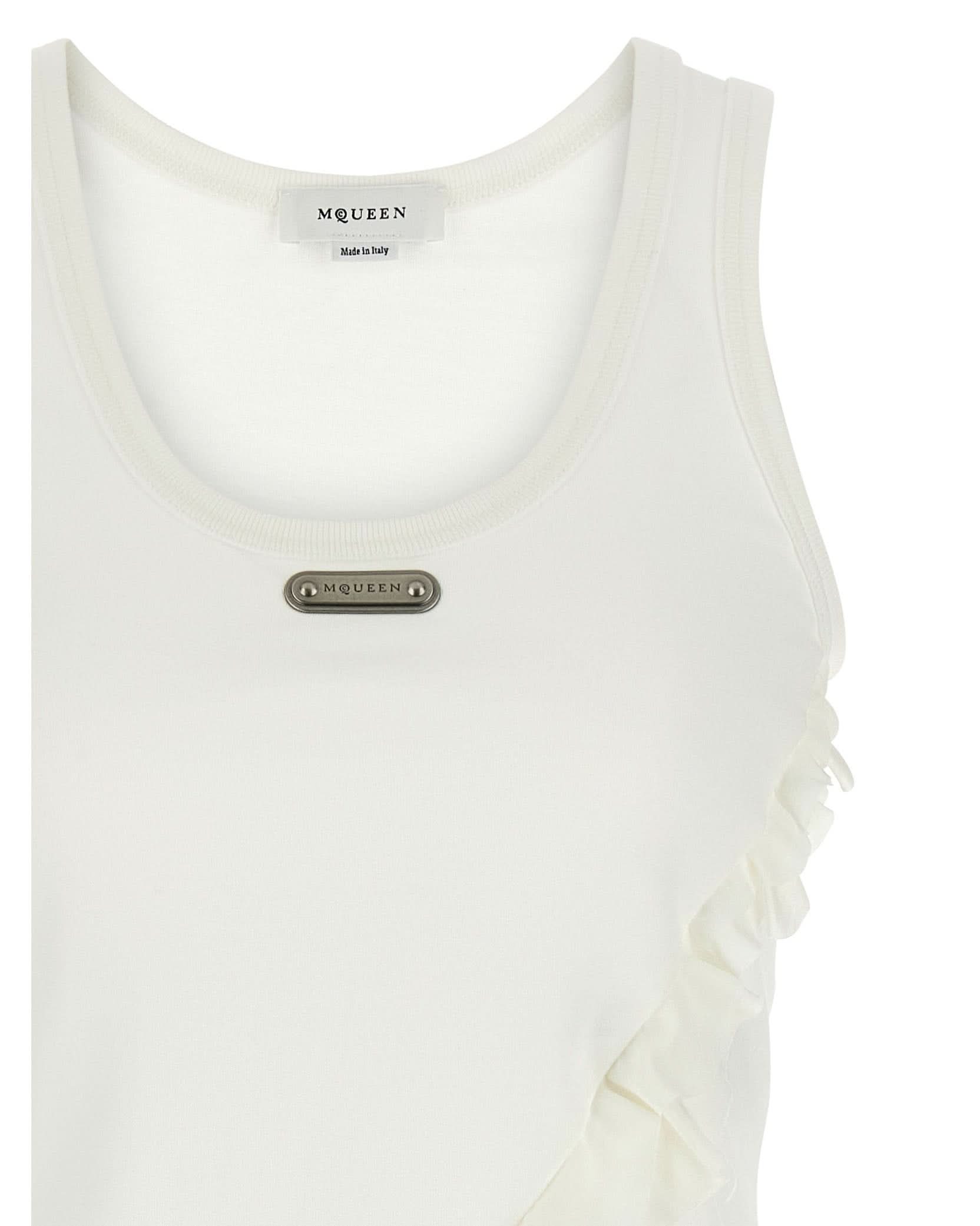 Alexander Mcqueen Silk Ruffle Tank Top Glam Steals