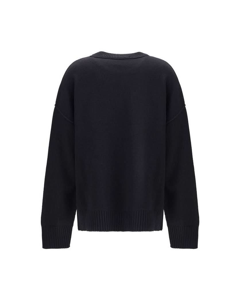 Ami Paris Black Wool Fleece Sweatshirt Glam Steals