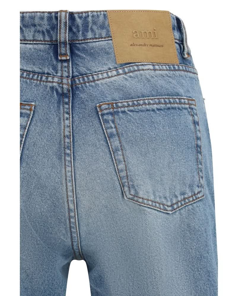 Ami Paris Blue Cotton Flared Jeans Glam Steals