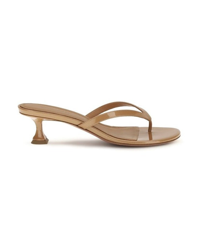 Amina Muaddi Beige Flat Sandals